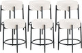 Dining Room Chairs Set of 6, 23.6" Sherpa Backless White Boucle Dining Chair by Viroformo