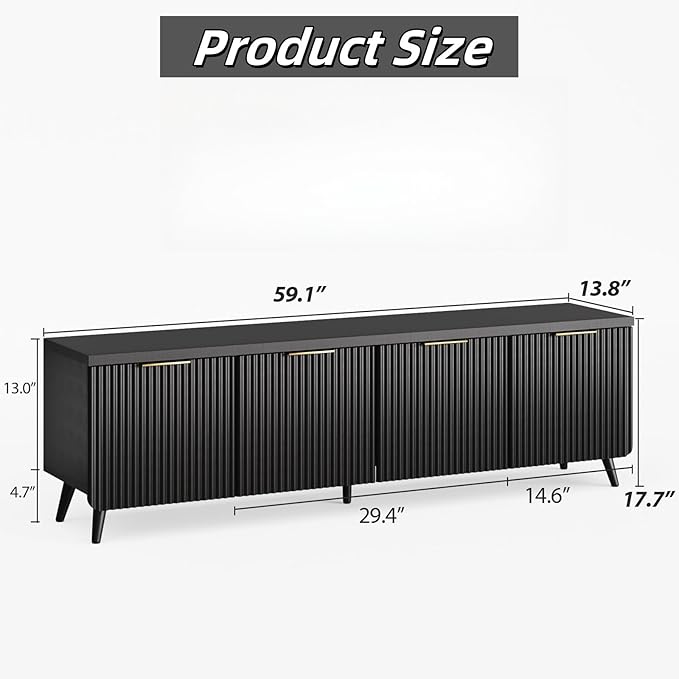 TV Stand for Living Room, Fluted Television Cabinet - Image 2