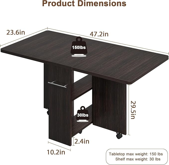 GarveeHome Folding Dining Table, Space Saving Farmhouse Dining Table - Image 2