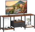 TV Stand with Fabric Drawer for 55 Inch TV, Entertainment Center with Open by JARHETUN