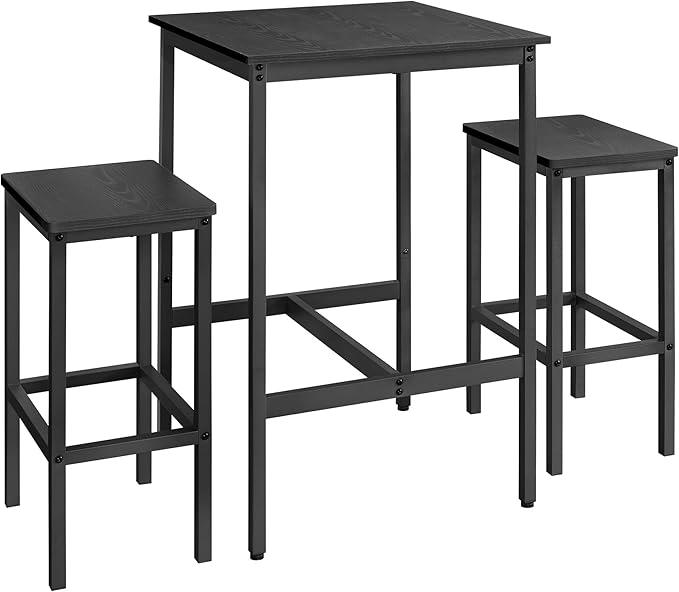 VASAGLE Bar Table and Chairs Set, Square Table by VASAGLEbySONGMICSHOME