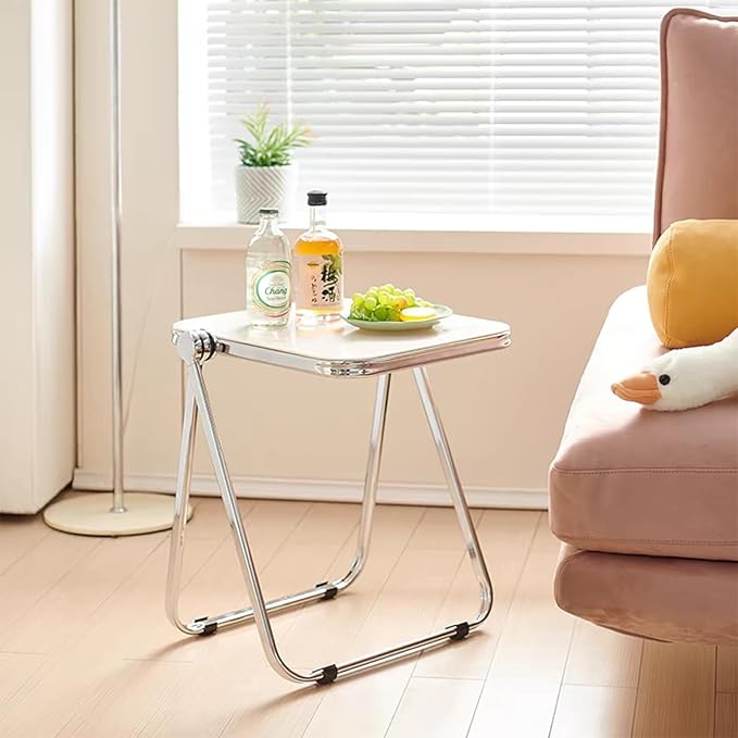 16.2" × 14.1" Acrylic Folding Table, Small Lightweight End Table - Image 6