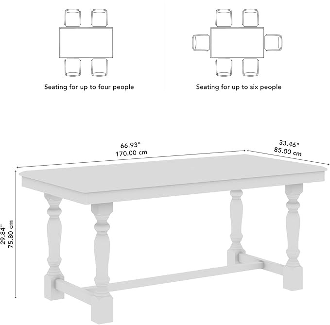 Bush Furniture Rectangular Dining Table, 67 inch Squire Trestle, Farmhouse Decor - Image 7