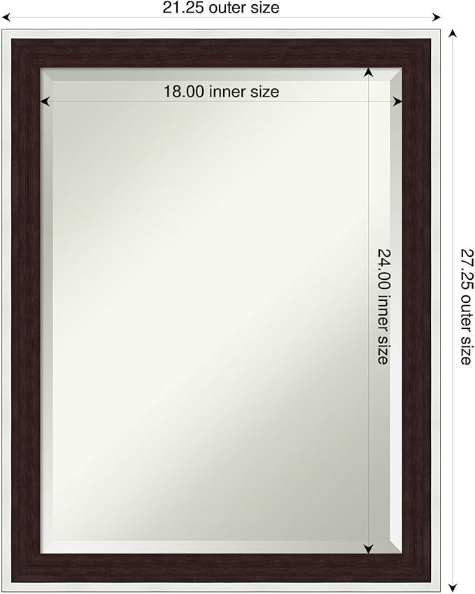 Amanti Art Wall Mirror 27x21 Maya Espresso Silver Rectangle Bathroom Mirror - Image 3