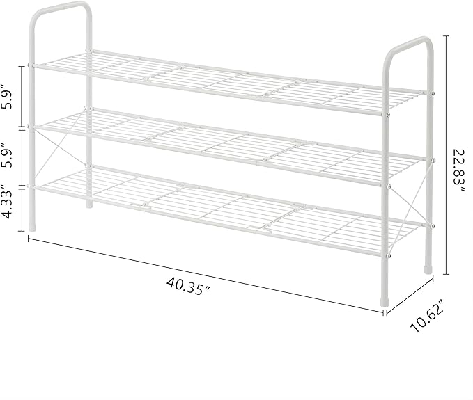 Hoctieon 3 Tier Mesh Style Shoe Rack, Entryway Shoe Shelf, Shoe Storage - Image 3