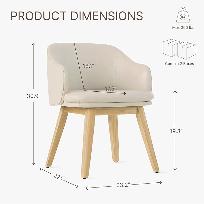 Wooden Dining Chairs Set of 4, Faux Leather Upholstered Modern Dining Room - Image 2