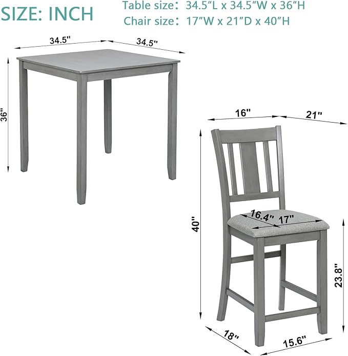 KEIKI 5-Piece Counter Height Dining Table Set - Image 3