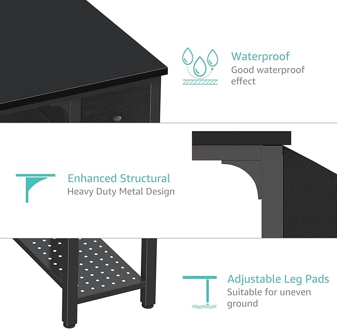 Lufeiya Gaming Desk with Fabric Drawers, 47 Inch Computer Desk - Image 7