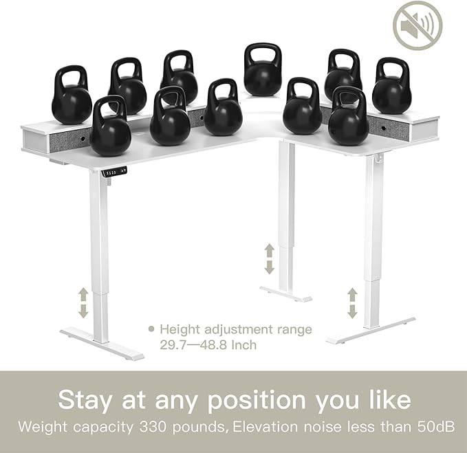 67" L Shaped Standing Desk, Electric Height Adjustable Corner Table - Image 6