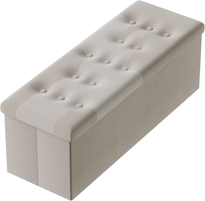 PRANDOM Jumbo Ottoman with Storage Velvet Folding Small Square Foot Stool with by Prandom