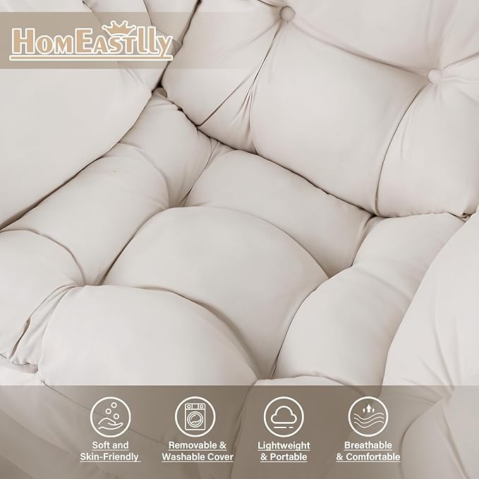 Lazy Chair with Ottoman, Large Modern Lounge Accent Chair with Armrests and - Image 7