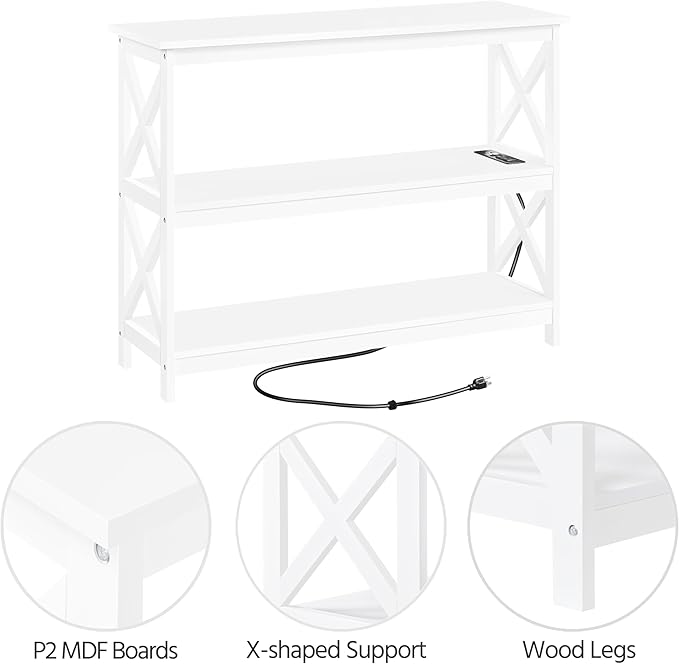Yaheetech Entryway Table with Storage Shelves, Console Table with Power Outlets - Image 6