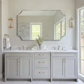 ANDY STAR Brushed Nickel Mirror 30x48 Inch, Large Scalloped Bathroom Mirror by ANDYSTAR