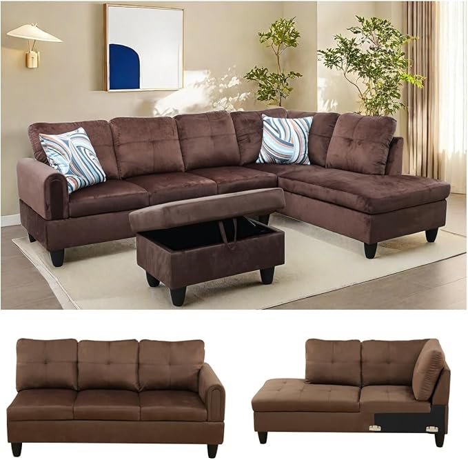 NAYSAYE Sectional Couch with Ottoman Storage, L Shaped Couch Sofa Furniture Sets - Image 6