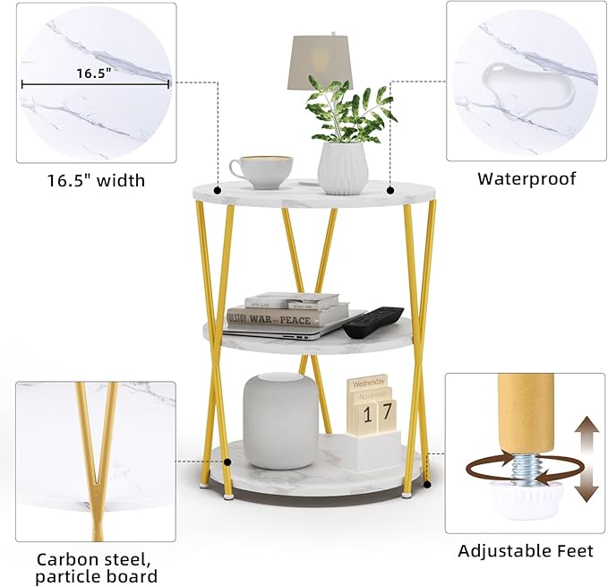 Big Side Table, 3-Tier Large Size Round End Table - Image 5