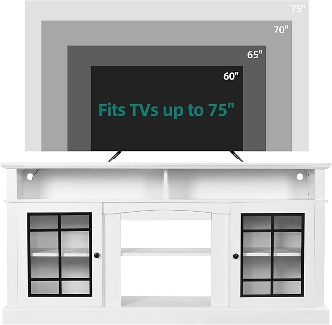 YITAHOME White TV Stand for 75 Inch TV, LED Modern Entertainment Center - Image 3