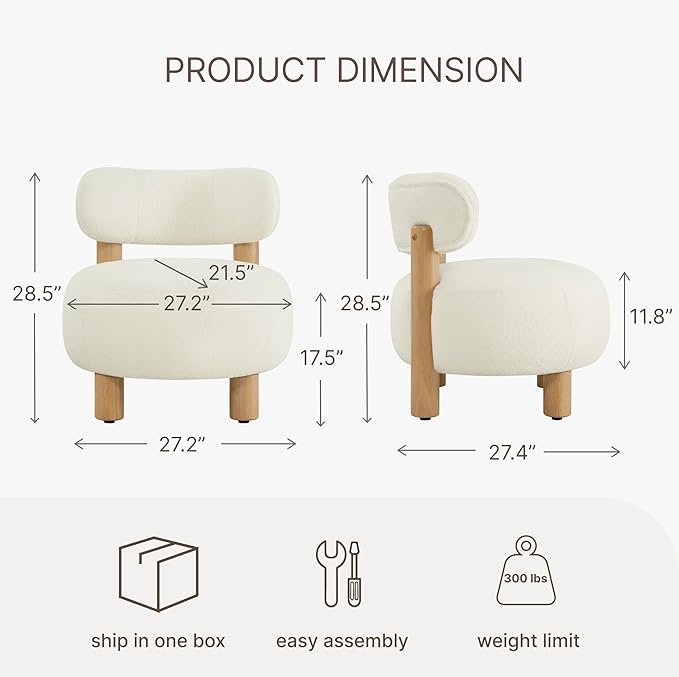 Modern Boucle Accent Chair, - Image 2
