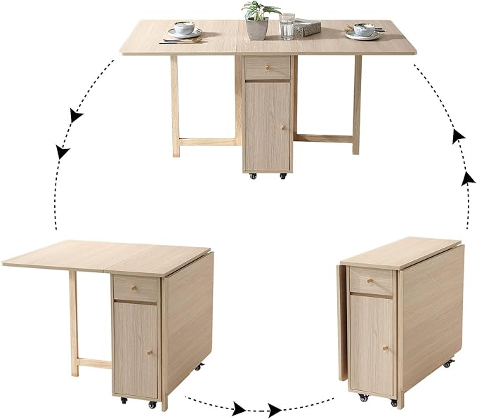 Wood Drop Leaf Folding Dining Table - Image 5