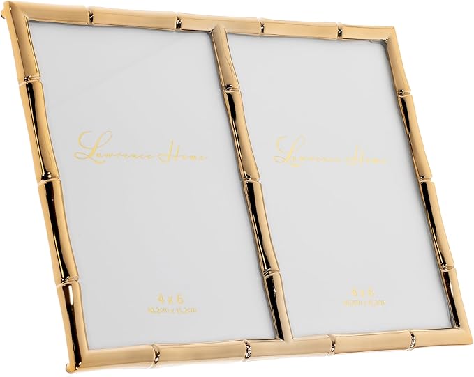 Lawrence Frames 4x6 Double Gold Metal Picture Frame - Image 2