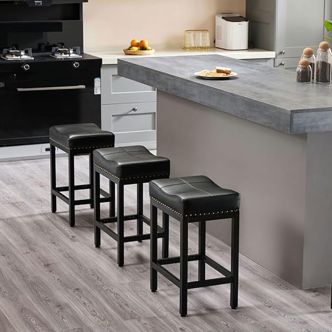 Counter Stools Set of 2 Upholstered Counter Height Bar Stools - Image 7