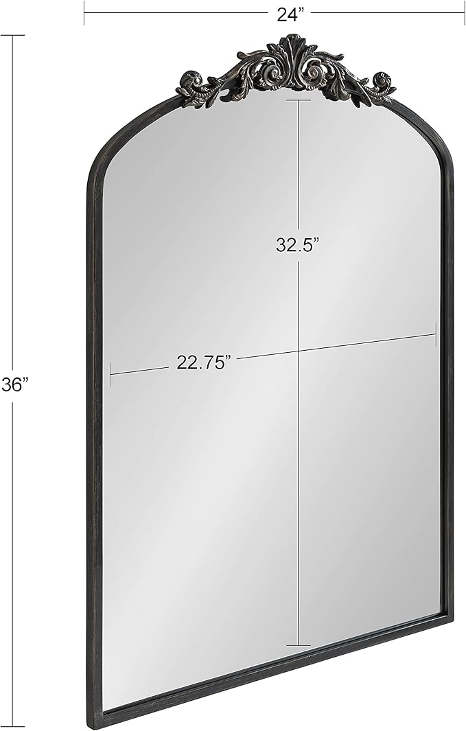 Kate and Laurel Arendahl Traditional Arch Mirror, 24 x 36, Antique Black - Image 5