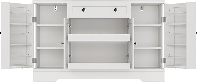 55" Buffet Cabinet with Storage, Kitchen Buffet Sideboard with Pull-Out Shelves - Image 9