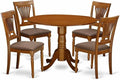 East West Furniture DLPL5-SBR-C 5 Piece Dining Set Includes a Round Dining Room by EastWestFurniture