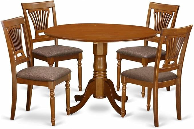 East West Furniture DLPL5-SBR-C 5 Piece Dining Set Includes a Round Dining Room by EastWestFurniture