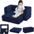 MeMoreCool Convertible Modular Kids Foam Play Couch Sofa – Navy Fold-Out by MeMoreCool