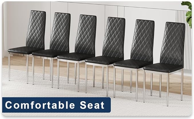 JT Modern Minimalist Dining Chair Fireproof Leather Sprayed Metal Pipe Diamond - Image 8