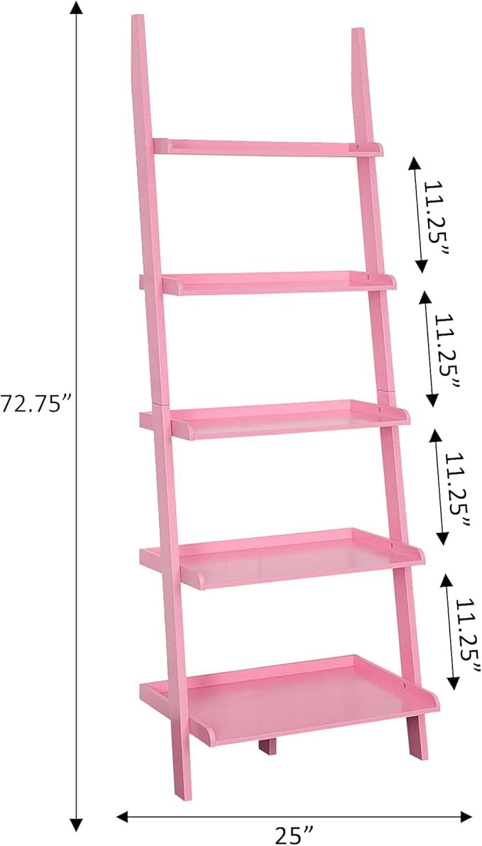 Convenience Concepts American Heritage Bookshelf Ladder, Light Pink - Image 8