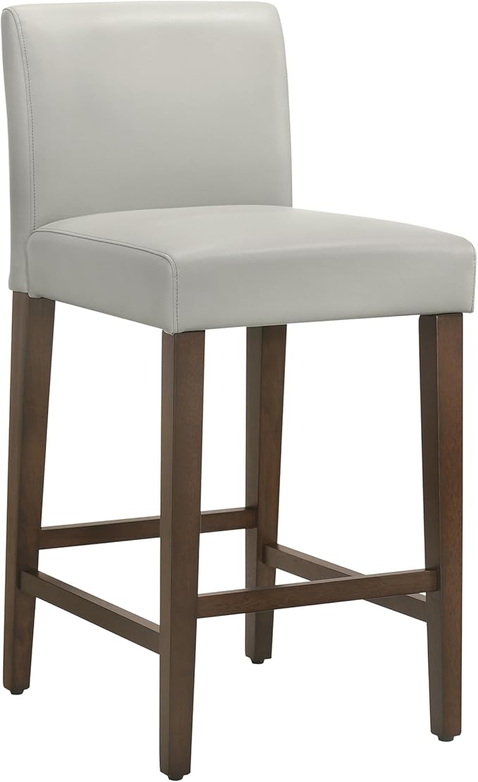 CHITA Counter Height Bar Stools Set of 3, PU Leather in Creamy Grey - Image 4