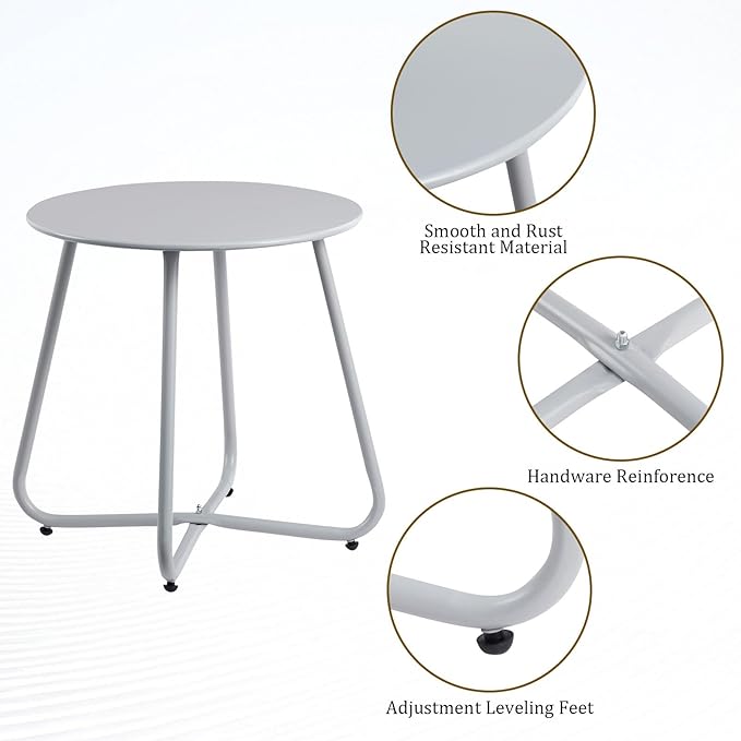 HollyHOME Round Metal Side Table, Rust-Resistant Patio Small Plant Stand - Image 6