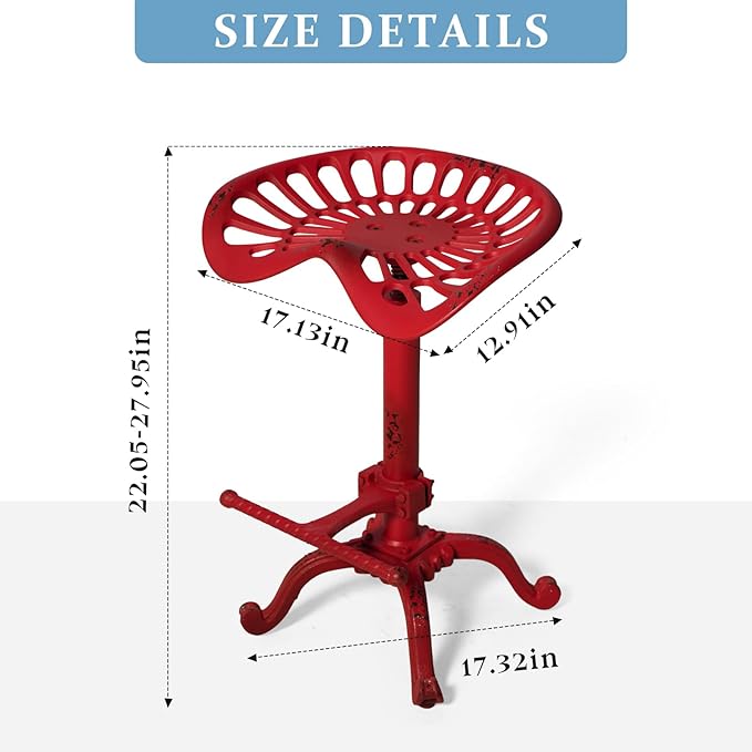 Industrial Tractor Seat Bar Stools Rustic Swivel Metal Saddle Seat Kitchen - Image 3
