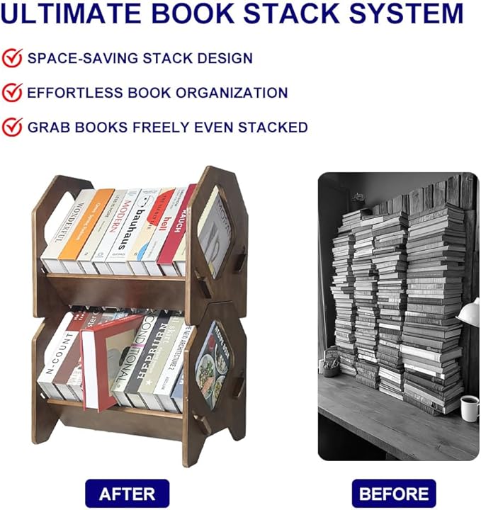 Desktop Bookshelf, Stackable Book Organizer - Image 5