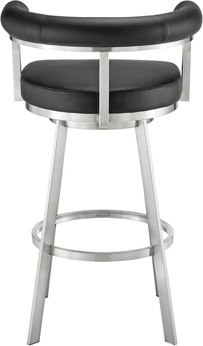 Armen Living Magnolia Swivel Bar Stool in Brushed Stainless Steel - Image 7