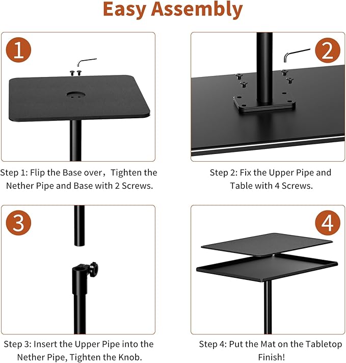 RCHYFEED Metal End Table, Height Adjustable Side Tables Living Room, Small Side - Image 6