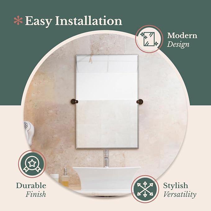 Hamilton Hills 24x36 inch Frameless Pivot Mirrors - Image 5