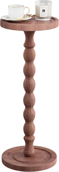 Solid Wood Drink Table, Rubber Wood‌ Small Round Side Table by Unknown