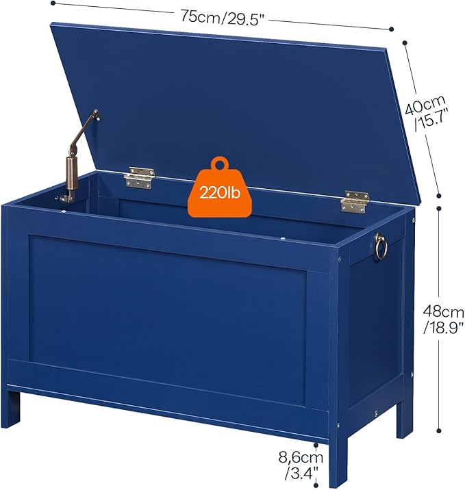 HOOBRO Toy Box, Retro Wooden Look Storage Chest - Image 3