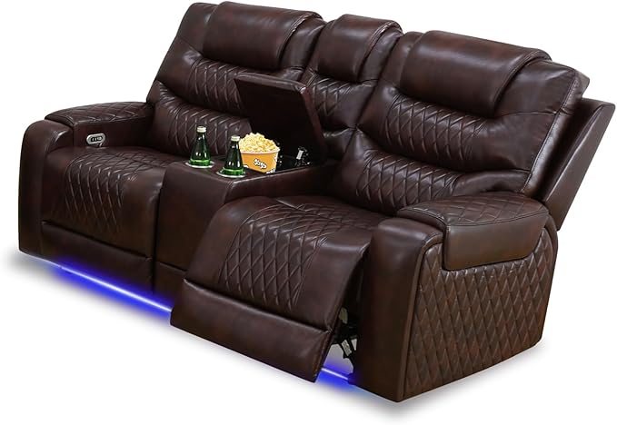 PU Leather Power Wall Hugger Chair Double Reclining Sectional Sofa 2-Seater by NicBex