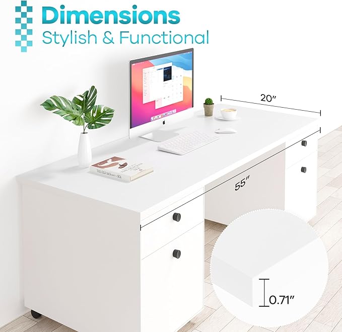 Kaboon 55x20 inch White Table Top, One-Piece Desktop, Reversible Laminate - Image 5