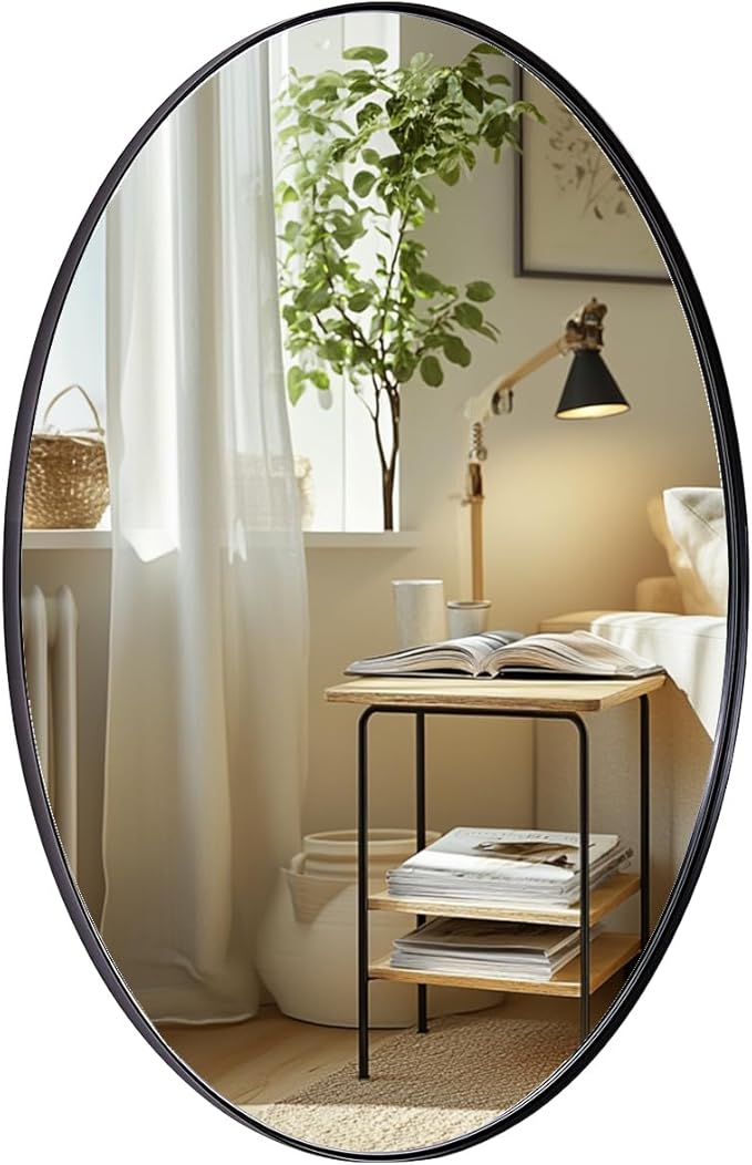 ANDY STAR Black Oval Mirrors for Bathroom, 22x30 Inch Matte Black Stainless by ANDYSTAR
