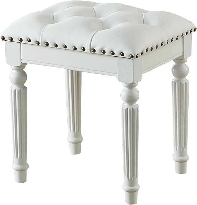 Vanity Bench Stool with Microfiber Leather Cushion, Vanity Chair Ottoman - Image 8