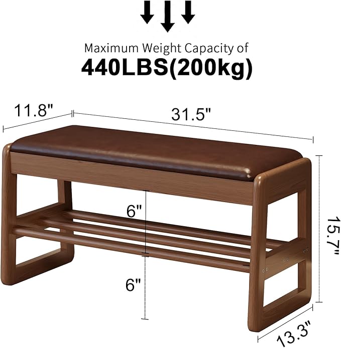 Shoe Rack Bench with Cushion, 2 Tiers Shoe Bench with Flip-Top Storage - Image 3