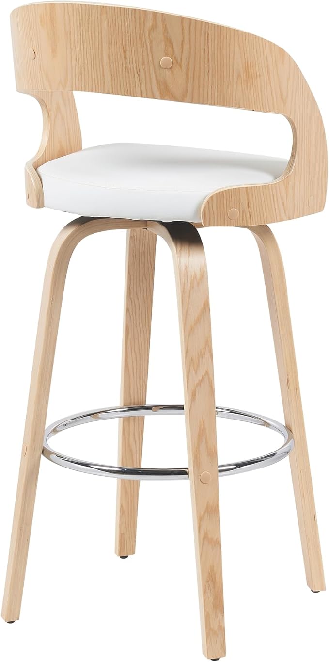 Shelly Modern Bar Height Swivel Stool in Patterned Oak Finish - Image 4
