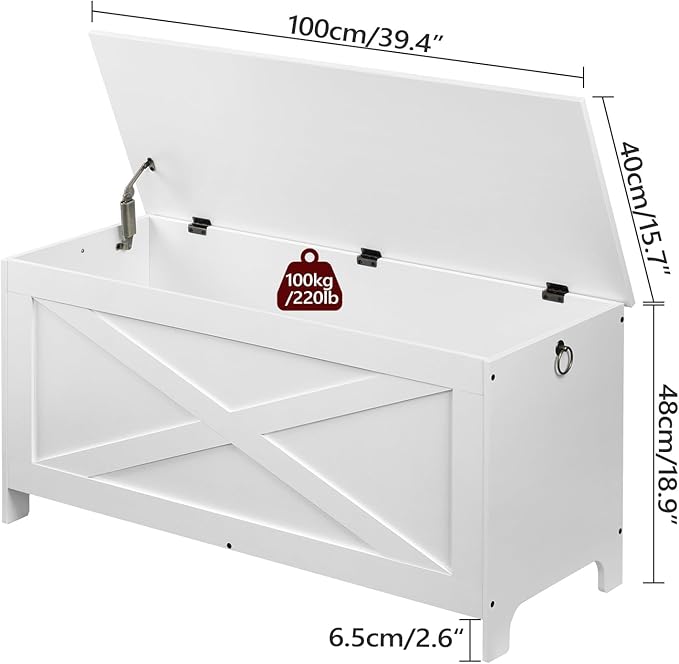 39.4" Toy Chest, Sturdy Entryway Storage Chest - Image 5