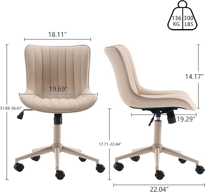 YOUNIKE Cream Home Office Desk Chair - Image 2