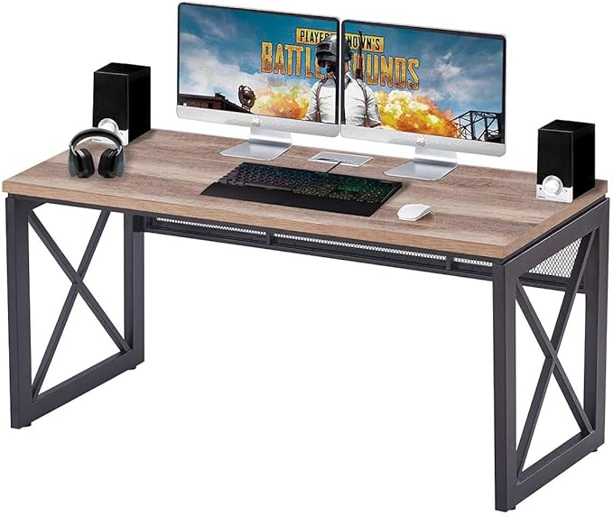 BON AUGURE Computer Desk for Home Office, Sturdy Office Desk, Wide Wood Metal - Image 9