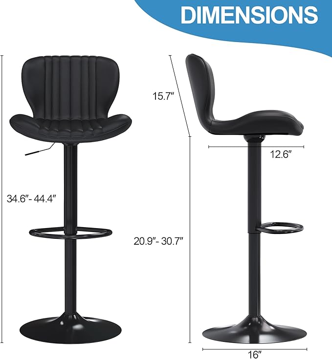 Shintenchi Bar Stools Set of 6 Modern Swivel Bar Chairs, Counter Height Faux - Image 4
